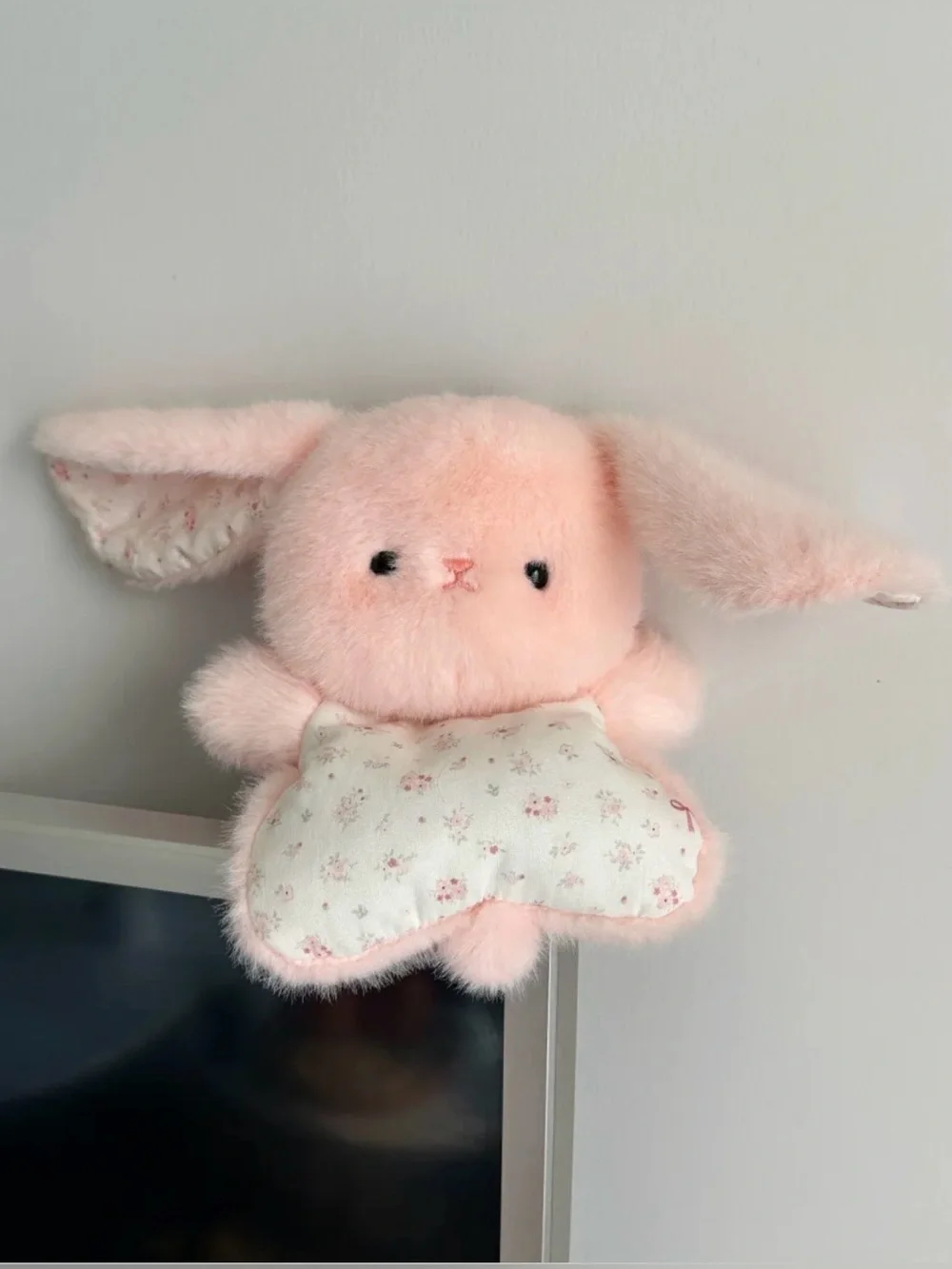 Pink Lop-Eared Bunny Bean Bag Plush – 6.3” Floral Dress Stuffed Rabbit